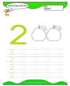 2 Rakamı Çizgi Çalışmaları Çalışma Sayfaları
